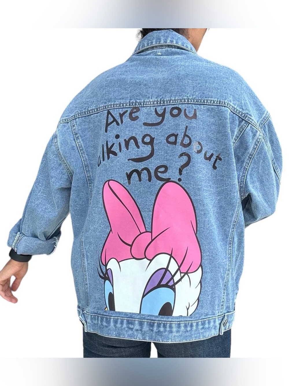 Daisy Duck Denim Jacket with Pink Bow - "Are you talking about me?"
